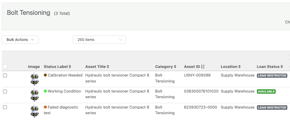 List of assets